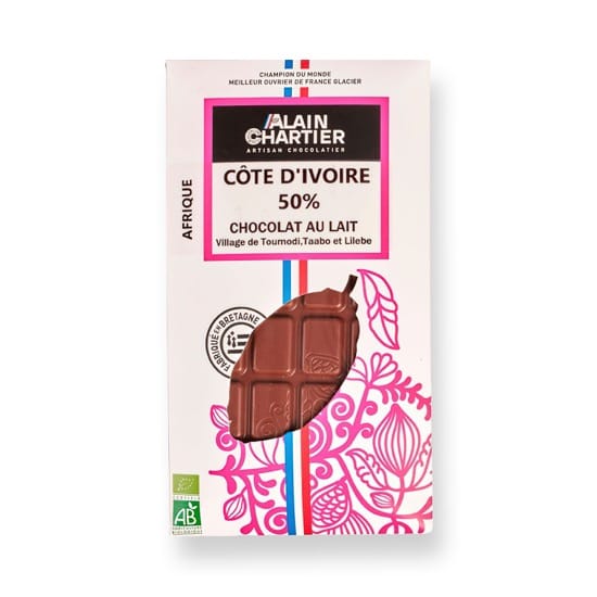 Tablette Lait 50% Côte d'Ivoire Bean to Bar Bio