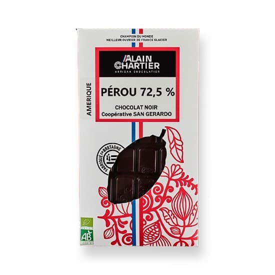 Tablette Noir 72% Pérou Bean to Bar Bio