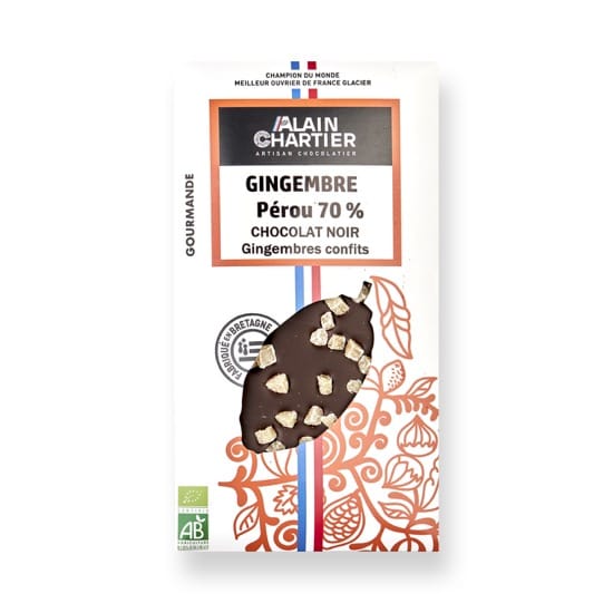 Tablette Noir Gingembre 70% Bean to Bar Bio