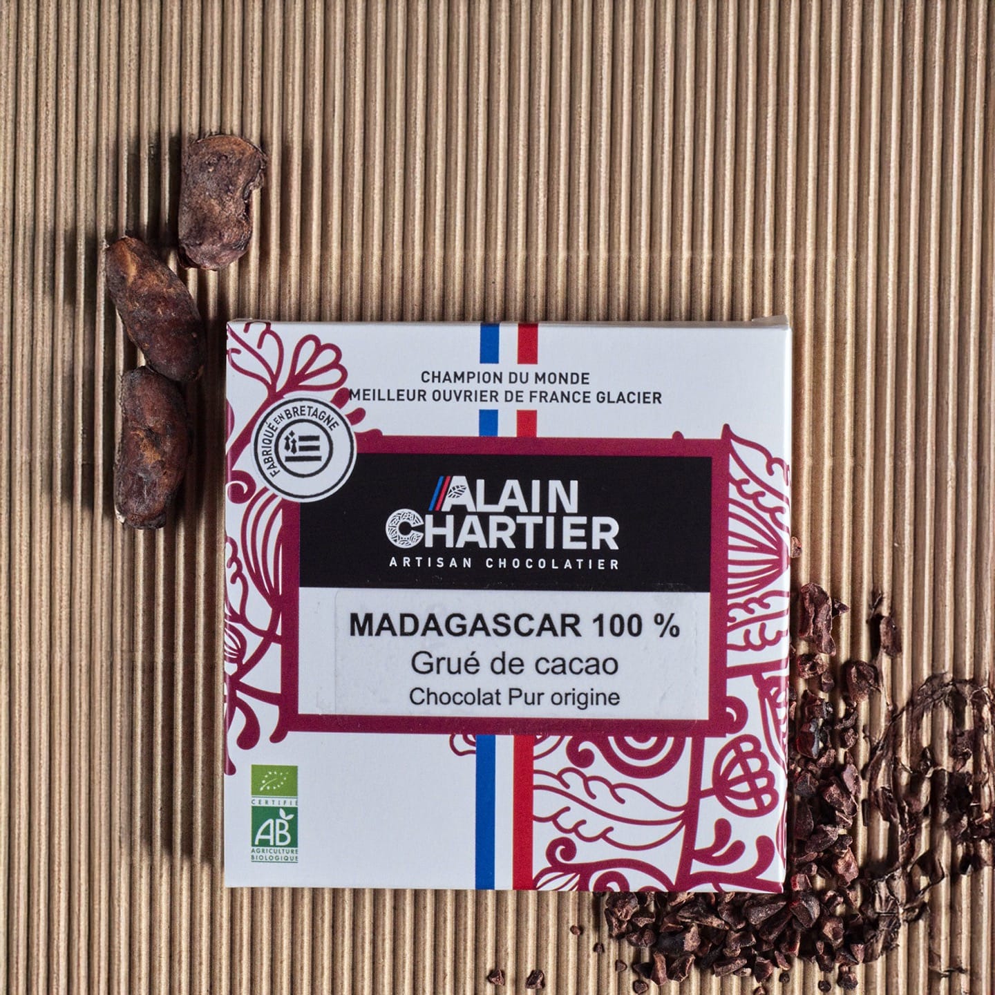 Tablette Cacao Noir Grué 100% Madagascar Bean to Bar Bio 40g