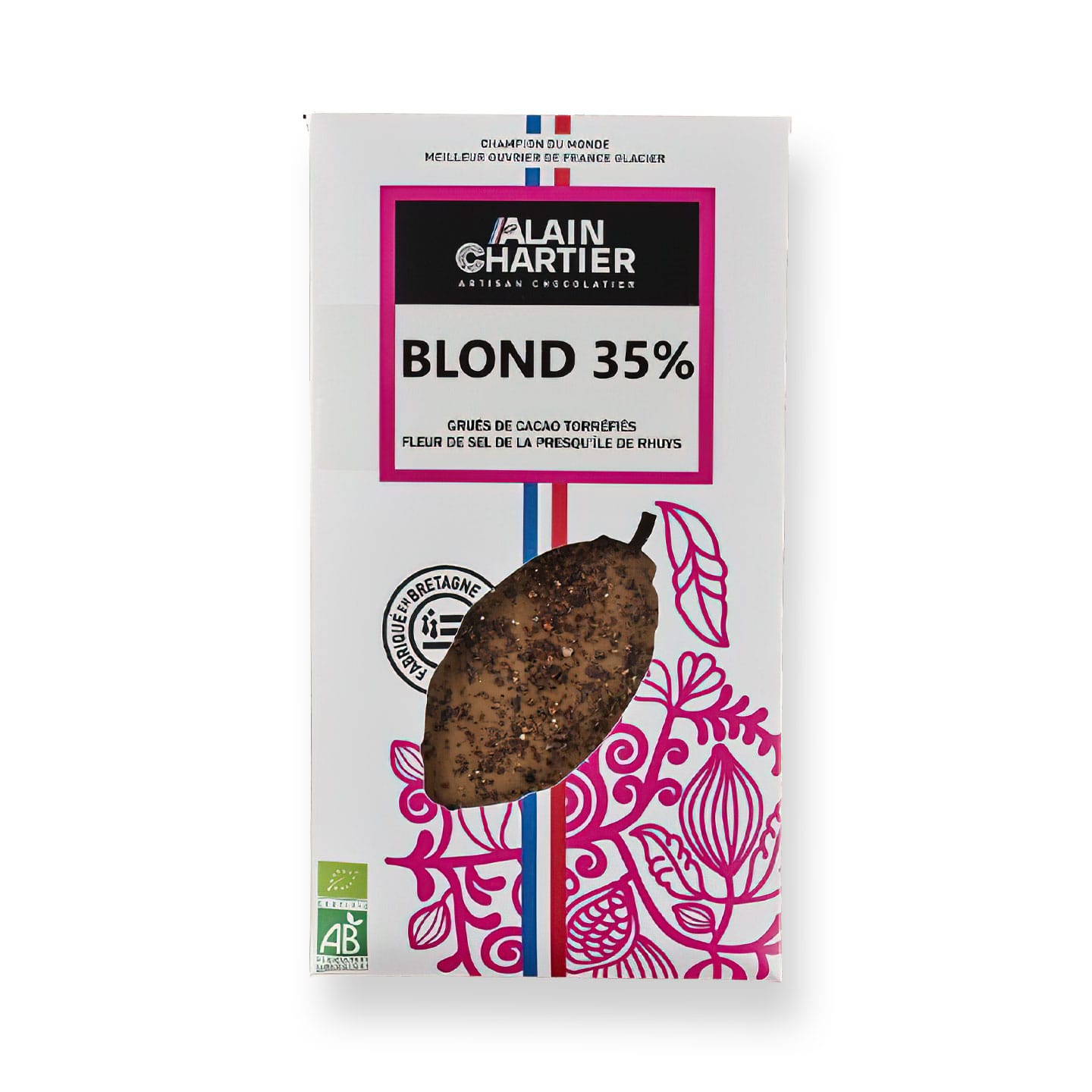 Tablette Chocolat Blond Fleur de Sel 35% Bio Golfe du Morbihan 150g