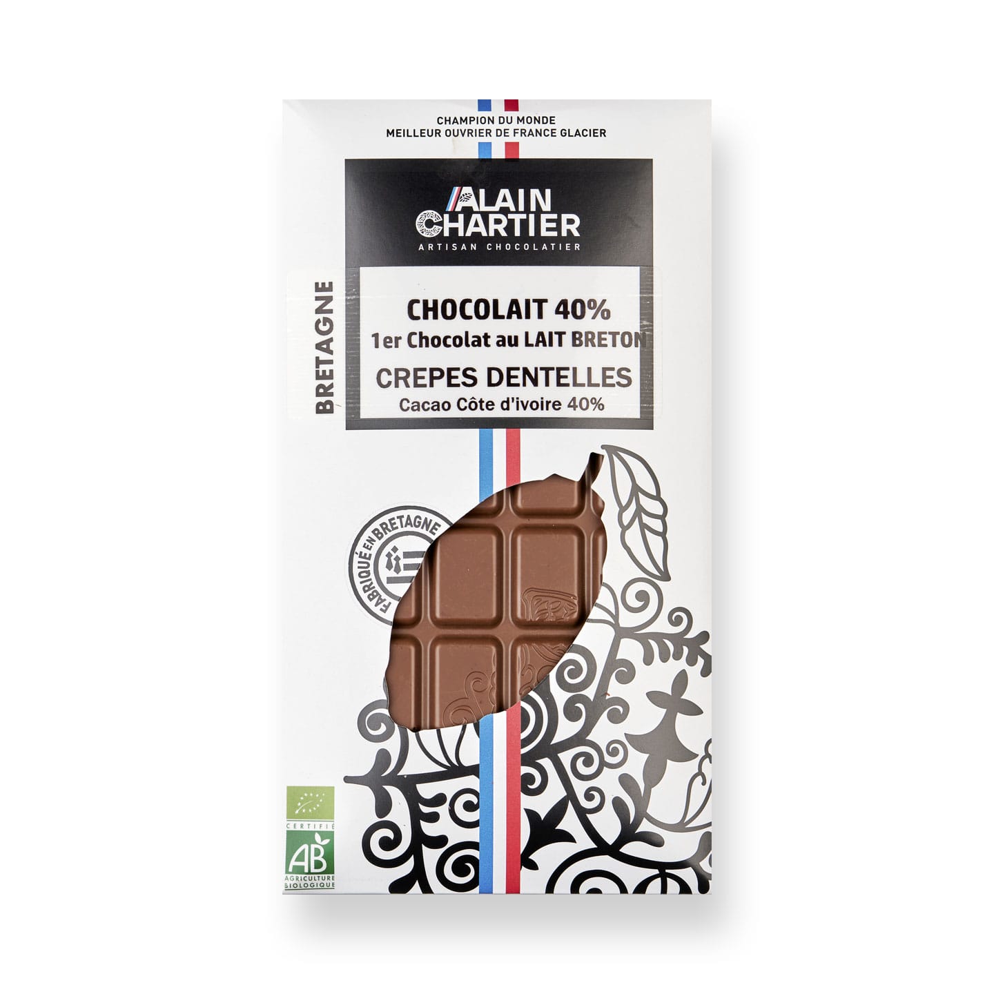 Tablette Chocolat Lait Crêpe Dentelle Bean to Bar Bio 80g