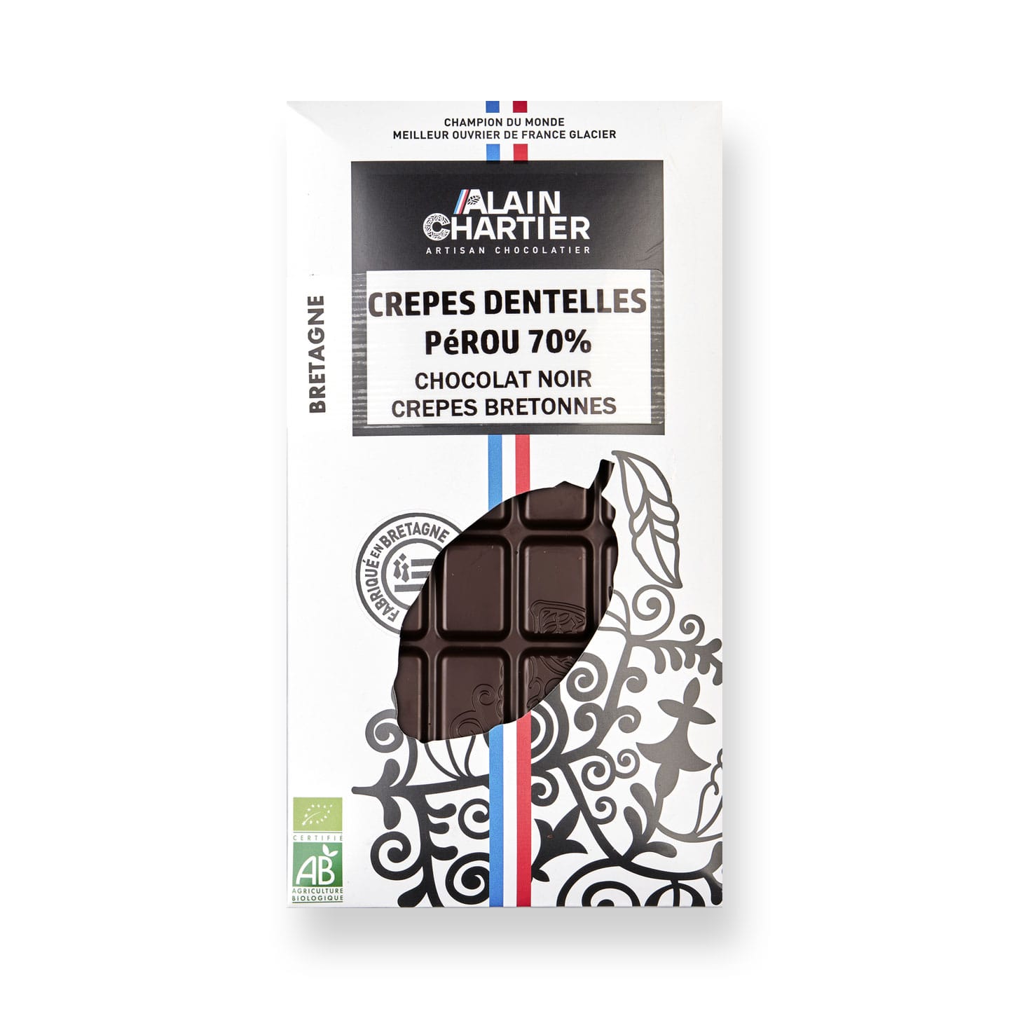 Tablette Chocolat Noir Crêpe Dentelle 70% Bean to Bar Bio 80g