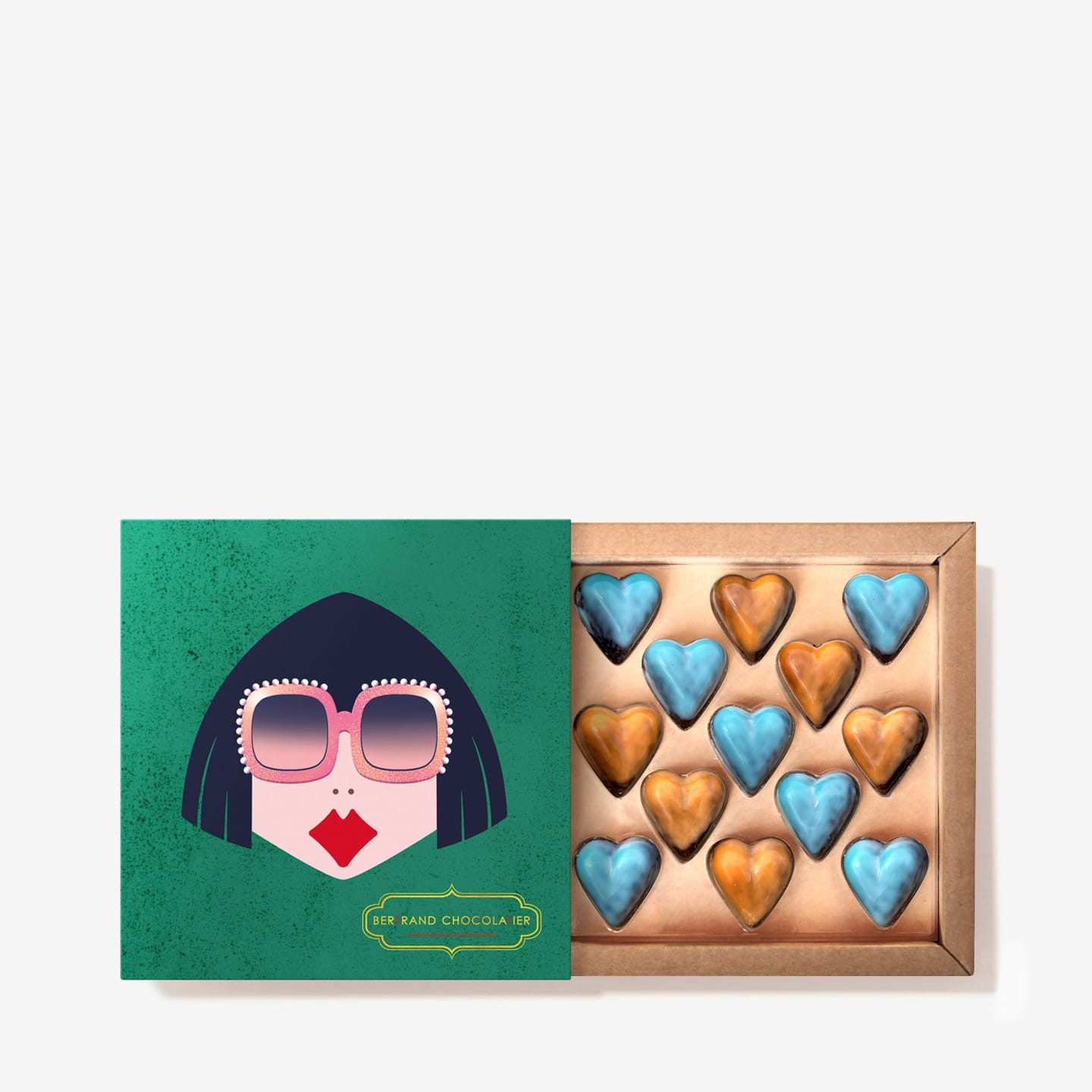 Assortiment Coeurs Chocolat Fête des Mères 145g - 13 pièces Maman Cool Vert