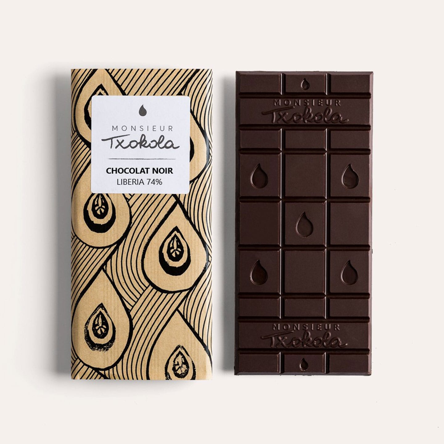 Monsieur Txokola • Tablette Chocolat Noir 74% origine Liberia 95g