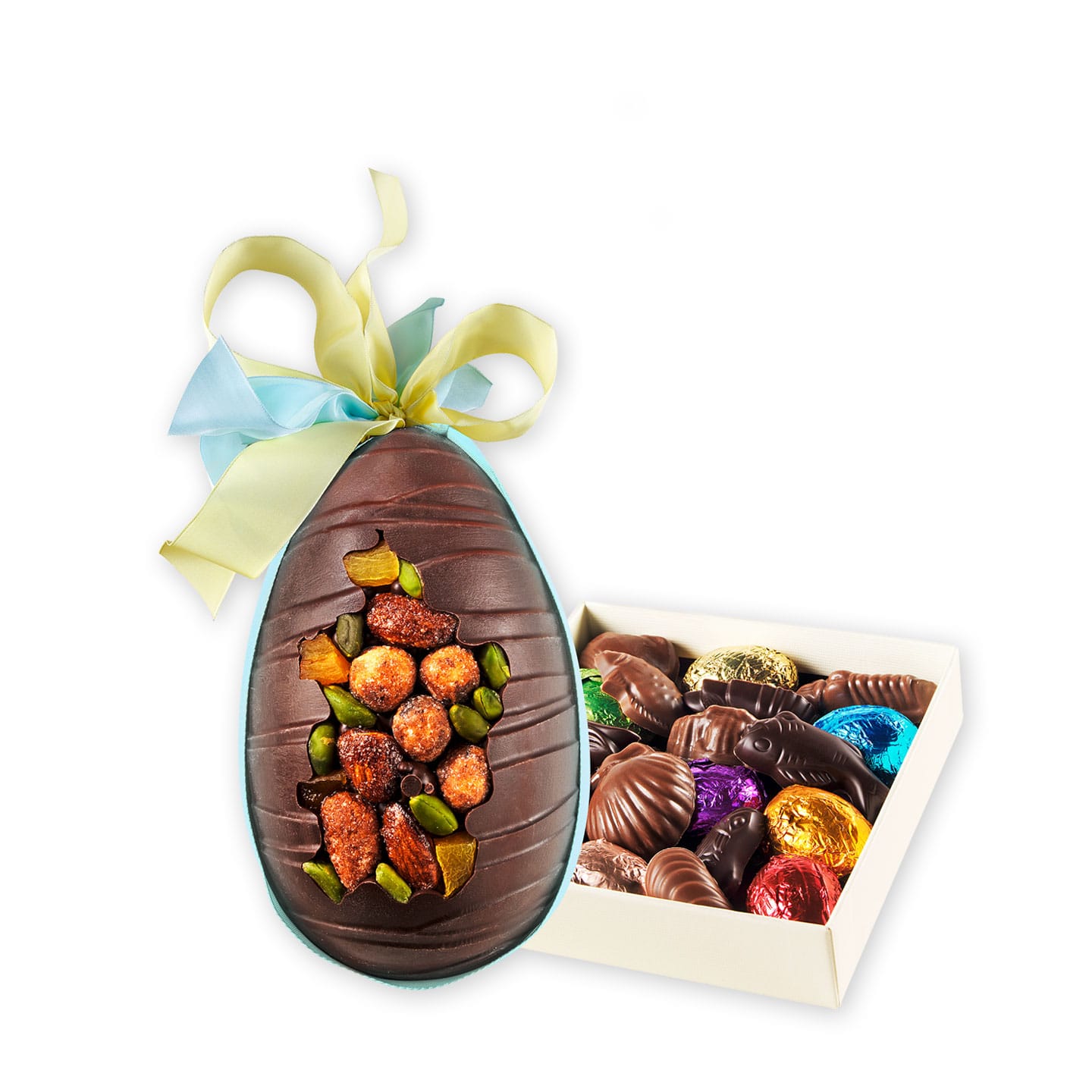 Palomas • Oeuf Chocolat Noir Garni Incrusté Fruits Pâques 410g